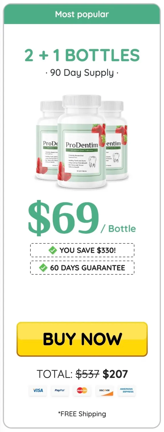 ProDentim 3 bottles supply with free bonuses